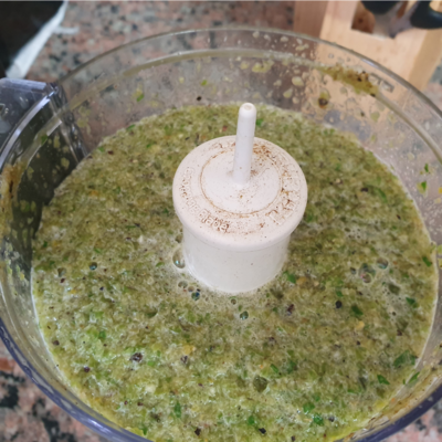 After photo, hot sauce blended in food processor